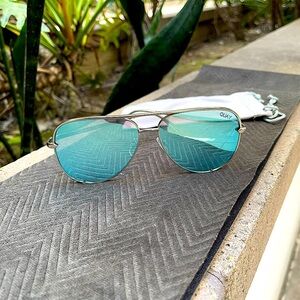 Quay Australia Women’s Teal Aviator Sunglasses